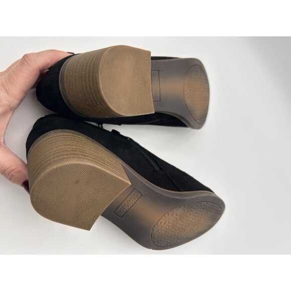 Sonoma Vitalize OrthoLite Faux Suede Zip Ankle Booties Black Buckle Sz 9.5M - Picture 13 of 14